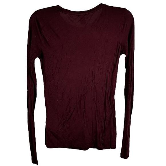 H&M Deep Burgundy Figure Flattering Long Sleeve Shirt Small - Picture 1 of 4